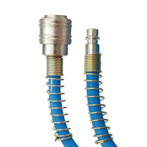Flexibler Spiralschlauch 6 x 8 mm, Länge 7,5 m, ideal für Druckluftanwendungen in Werkstatt und Industrie, sorgt für einfache Handhabung und platzsparende Lagerung.