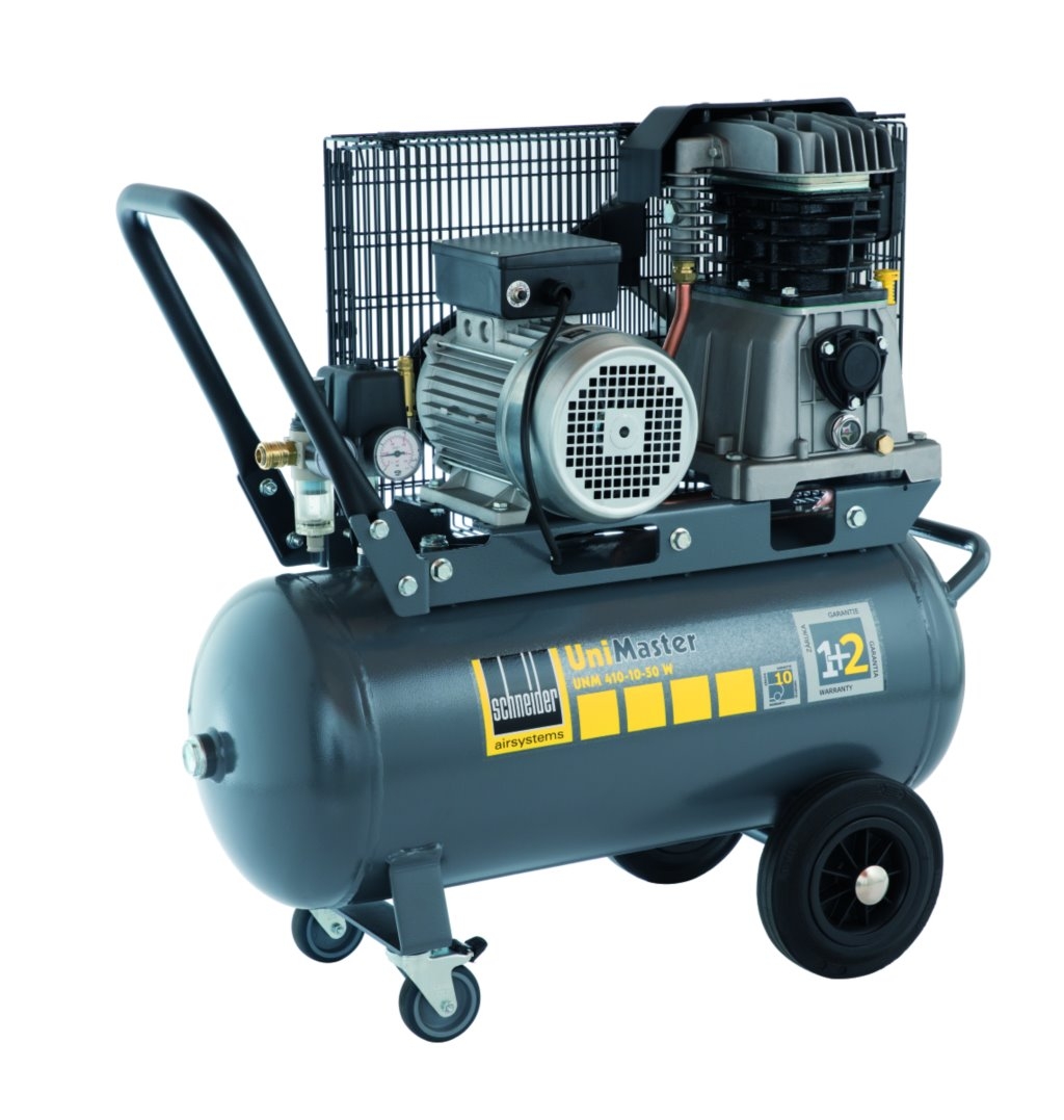 Kompressor UNM 410-10-50 mit 50-Liter-Behälter und 10 bar Arbeitsdruck, ideal für den professionellen Dauereinsatz in Werkstätten.