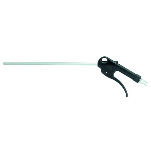 Ausblaspistole Vario Lang mit langem Blasrohr für gezieltes Ausblasen von schwer zugänglichen Stellen; ergonomischer Griff und Druckluftanschluss für komfortables Arbeiten.