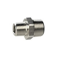 Metall-Doppelnippel mit beidseitigem Außengewinde zur sicheren Verbindung von zwei Schläuchen oder Kupplungen in Druckluft- und Hydrauliksystemen.