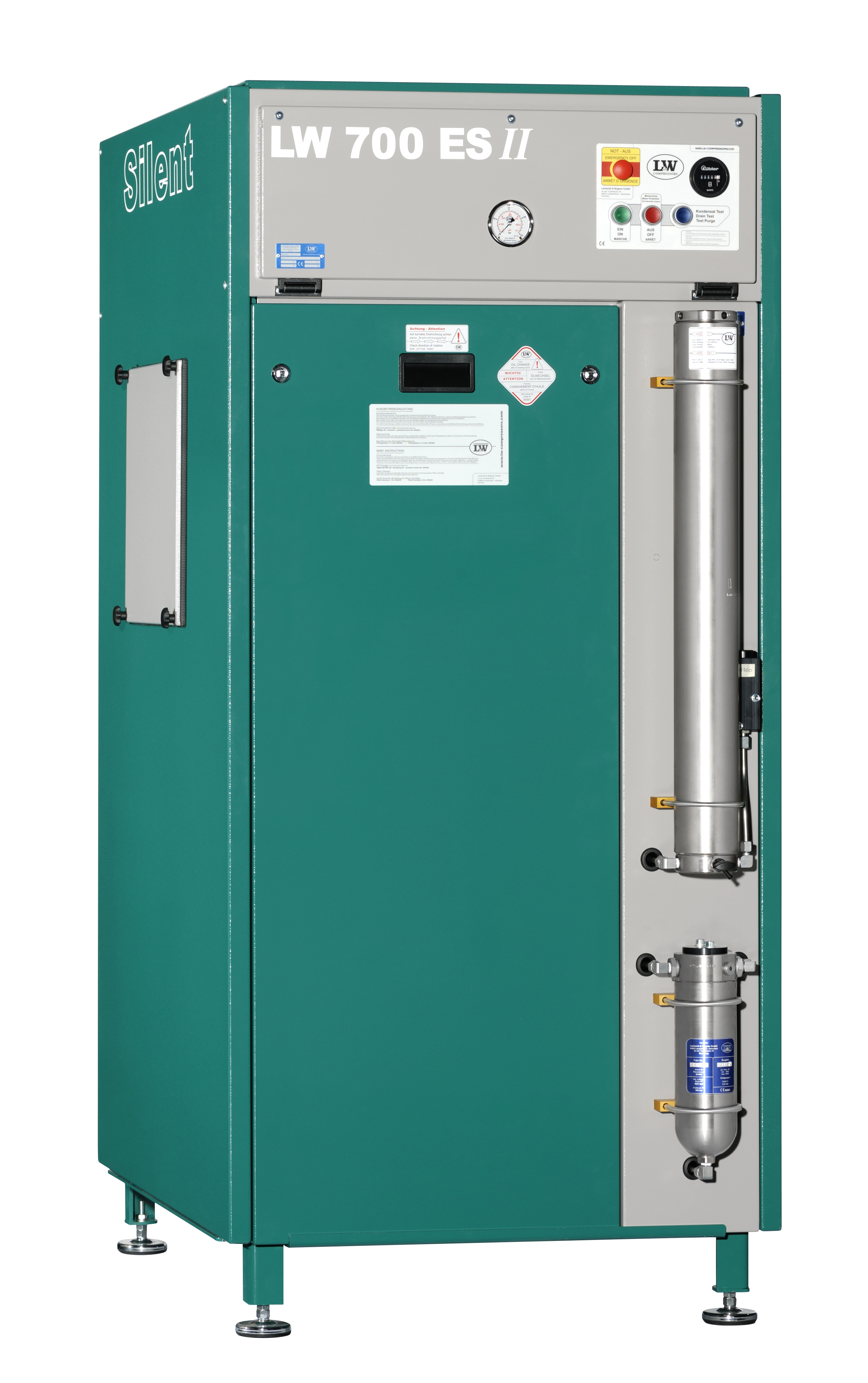 Leistungsstarker Kompressor LW 700 ES II mit robustem Aufbau, geeignet für industrielle Anwendungen und professionelle Werkstattarbeiten.