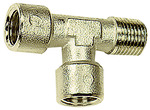 Messing-T-Stück mit R 3/4" Innen- und Außengewinde, ideal zum Verteilen von Druckluft in mehreren Leitungen.