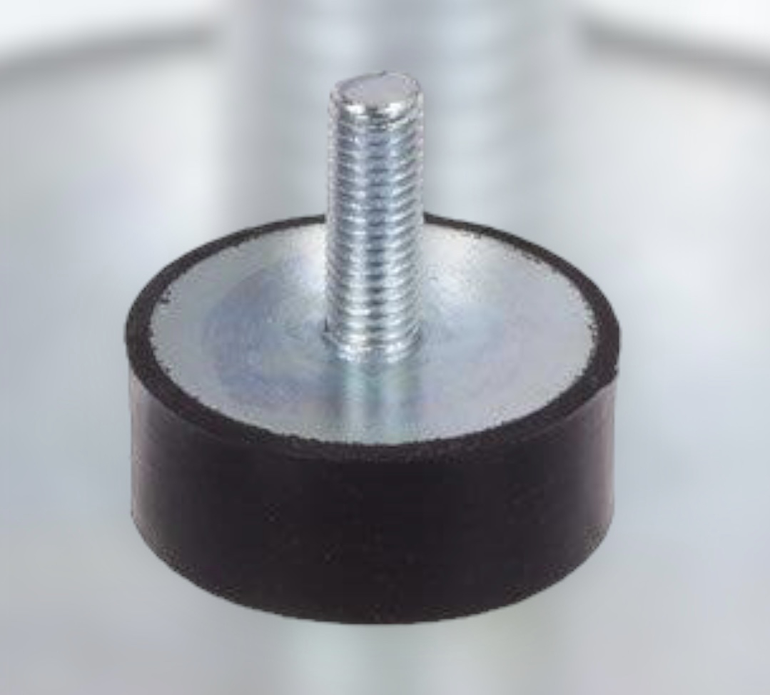 Einseitige Gummischwingelemente mit 100 mm Durchmesser zur effektiven Dämpfung von Vibrationen und Geräuschen in Maschinen und Anlagen, aus robustem Material gefertigt.