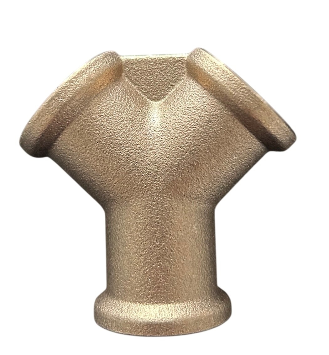 Metall-Zweierverteiler mit R 3/8" Gewinde, ermöglicht die gleichzeitige Verbindung von zwei Leitungen in Druckluft- oder Flüssigkeitssystemen.