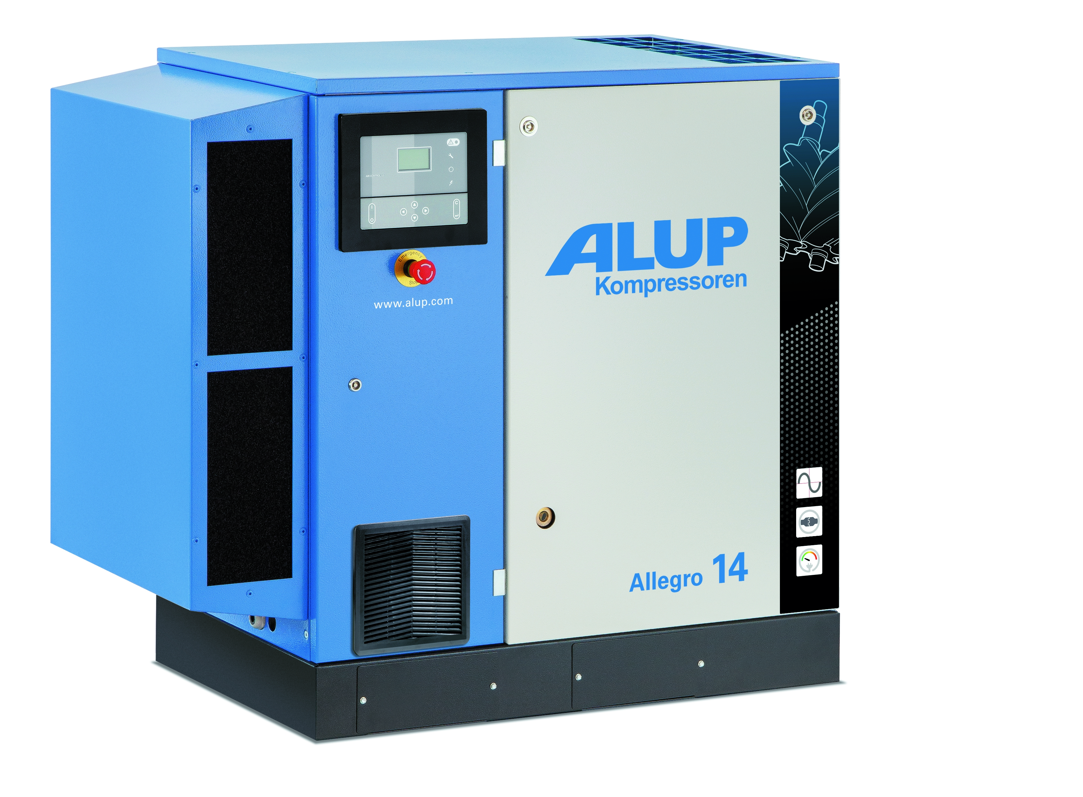 Schraubenkompressor ALLEGRO Leistungsstarker Schraubenkompressor ALLEGRO für kontinuierliche Druckluftversorgung in Werkstatt, Industrie und Handwerksbetrieben.