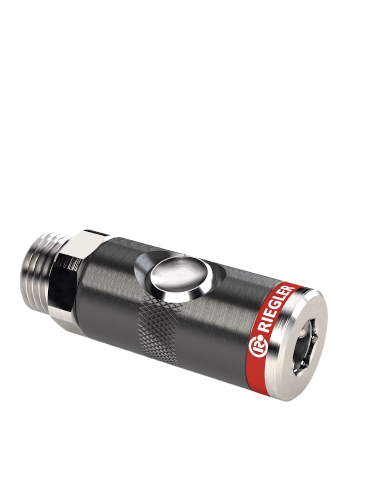 Druckknopf-Sicherheitskupplung für sichere Druckluftverbindungen Robuste Druckknopf-Sicherheitskupplung für Druckluftsysteme, ermöglicht schnelle und sichere Verbindungen und verhindert unbeabsichtigtes Lösen.