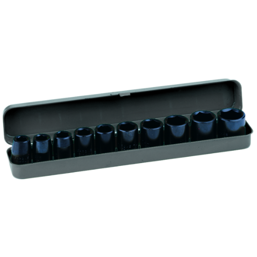 10-teiliges Steckschlüssel-Set SKSL 1/2", ideal für Schraub- und Montagearbeiten, robust und langlebig für Werkstatt und Heimgebrauch.