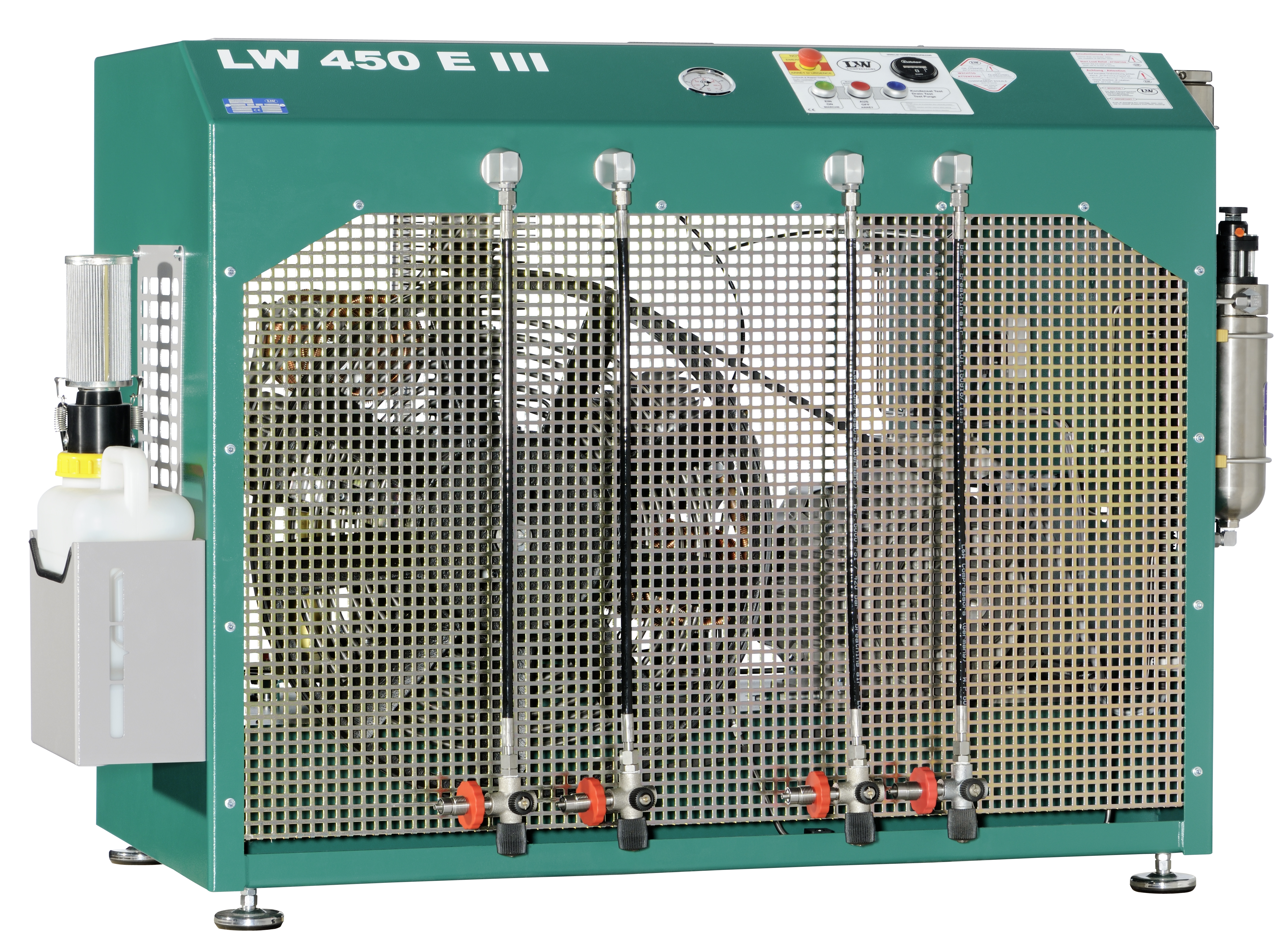 Kolbenkompressor LW 450 E III mit großem Luftbehälter und hohem Fördervolumen, ideal für Druckluftanwendungen in Werkstatt, Industrie und Handwerk.