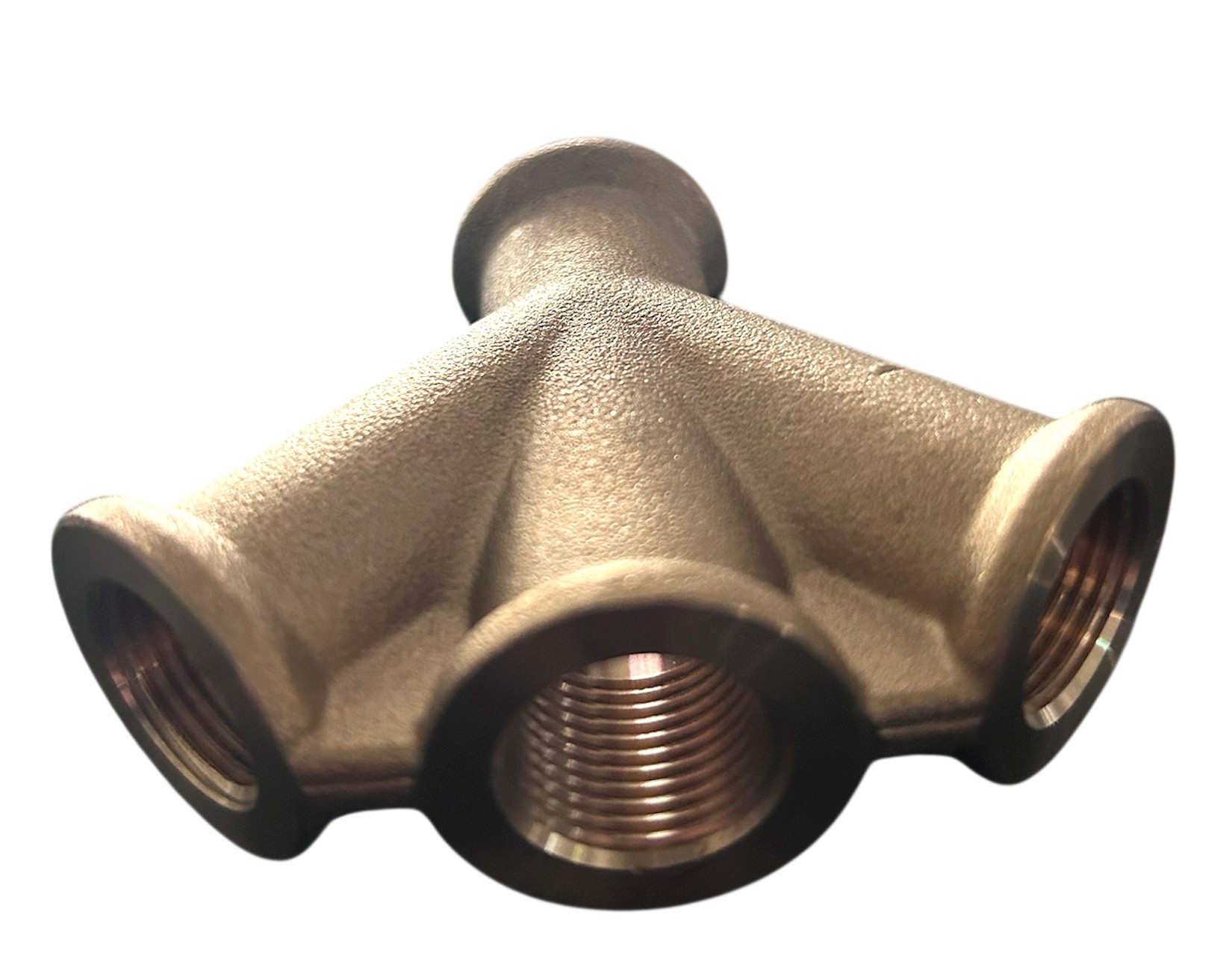 Dreierverteiler R 3/8", robustes Metall, ideal zur Verteilung von Druckluft oder Flüssigkeiten in Rohrsystemen, zuverlässige Verbindung für drei Anschlüsse