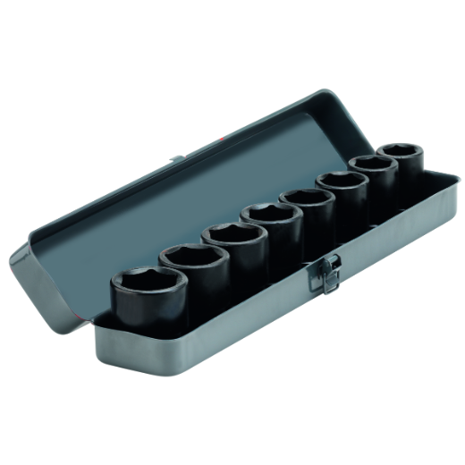 Steckschlüssel-Set SKSL-SET 3/4"-8 – Robustes Werkzeugset für schwere Anwendungen Abbildung des Steckschlüssel-Sets SKSL-SET 3/4"-8, bestehend aus verschiedenen Größen, ideal zum Lösen und Anziehen von Schrauben und Muttern in Werkstatt und Industrie.